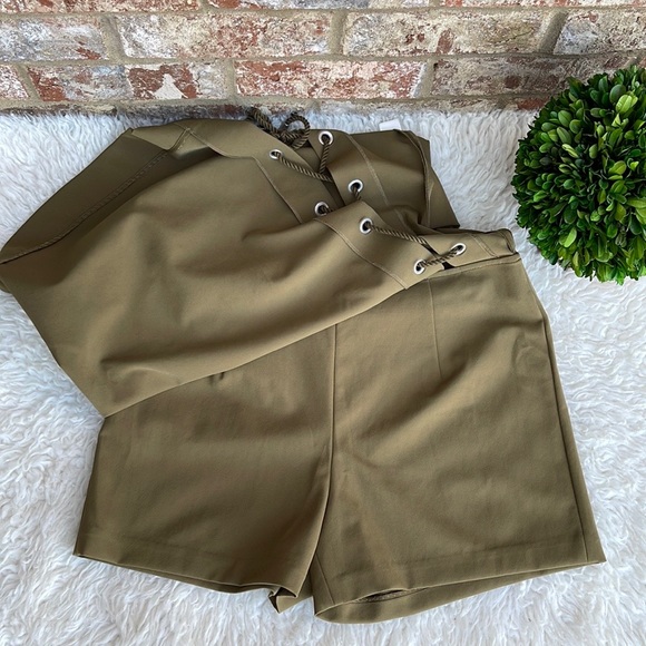 Rebecca Minkoff Olive Green Stevia Military Lace Up Skirt Size 10 - Picture 5 of 10